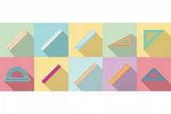 Ruler icons set, flat style Product Image 1