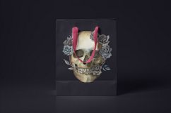 Watercolor skull, Halloween floral clipart Product Image 4