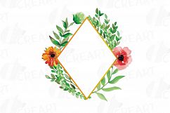 Watercolor floral wild leaves frames, printable borders Product Image 13