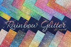 16 Rainbow Glitter Digital Papers, Gradient Ombre Glitter Product Image 1