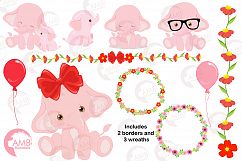 ELEPHANT babies in pink! BUNDLE! 53 cliparts, graphics and illustrations and Patterns AMB-2276 Product Image 10