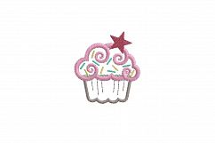 Star and Sprinkles Cupcake Applique Embroidery Design Product Image 5