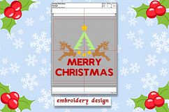 Merry Christmas Embroidery Design with Reindeers Tree Product Image 2