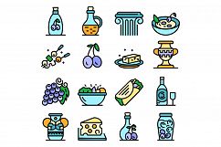 Greek cuisine icons vector flat Product Image 1