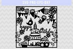Happy Birthday SVG Cut File, Papercut Template, DXF EPS PNG Product Image 4