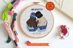 Blonde and brunette Cross Stitch pattern PDF Blondie brownie Product Image 2