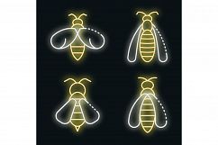 Wasp icons set vector neon Product Image 1