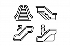 Escalator icons set, outline style Product Image 1