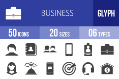 50 Business Glyph Icons Product Image 1