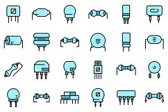 Resistor icons set vector flat Product Image 1