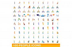 100 people icons set, cartoon style Product Image 1