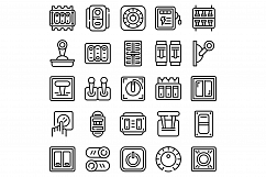 Breaker switch icons set, outline style Product Image 1