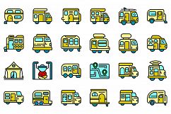 Auto camping icons set vector flat Product Image 1