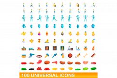 100 universal icons set, cartoon style Product Image 1