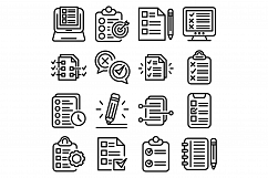 Assignment icons set, outline style Product Image 1