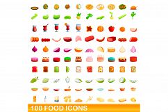 100 food icons set, cartoon style Product Image 1