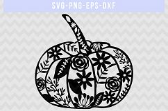 Pumpkin SVG Cut File, Autumn Papercut Template, DXF EPS PNG Product Image 2