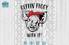 Getting Piggy With it svg, Pig With Bandana svg, Pig svg, pn Product Image 1