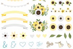 Yellow and Grey Mason Jar Floral Wedding Clipart Product Image 2