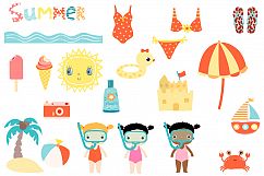 Cute summer beach clip art collection, Children holiday clipart Product Image 2