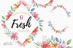 Watercolor Floral Bouquet Frames Flowers Fresh Borders Set Product Image 1