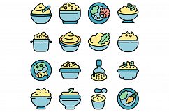 Mashed potatoes icons set vector flat Product Image 1