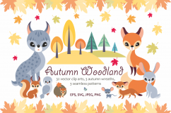 Autumn woodland. Vector animals and plants. Product Image 1