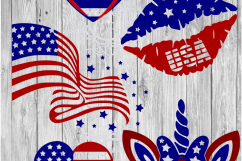 MIX USA 4th july unicorn heart flag lips SVG,EPS,DXF,PNG,JPG Product Image 1