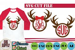 Deer Antler Monogram SVG Cut File Product Image 1