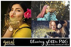 20 Blowing glitter Photoshop Overlays, PNG with transparent background, easy to use, drag and drop, photoshop overlay, glitter, gold glitter Product Image 1
