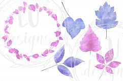 Watercolor Foliage, Purple and Pink Leaves and Branches Product Image 3