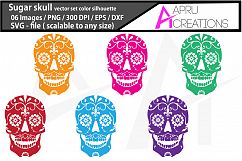 sugar skull vector clipart , sugar skull vector silhouette,sugar skull svg,sugar skull illustration,sugar skull graphics Product Image 1