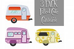 CARAVAN Multipack ~ 3 Filled Caravan Machine Embroidery Designs - Instant Download ~ Let&#039;s Go On Holidays! Product Image 1