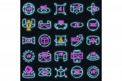 360 degrees icons set vector neon Product Image 1