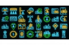 Rent a bike icons set vector neon Product Image 1