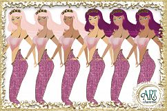Mermaids Clipart design in Pink and Purple gold glitter - Huge Set of : PNG files Product Image 6