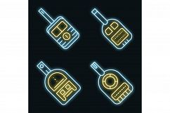 Glucose meter icons set vector neon Product Image 1