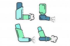 Inhaler icons set line color vector Product Image 1