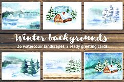 Winter backgrounds. Watercolor landscape Product Image 1
