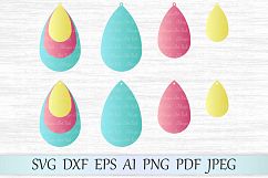 Stacked earrings svg, Earring template cut file, Drop earrings svg, Pendant svg, Tear drop svg file, Earrings with hole, Leather earrings Product Image 1