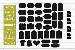 Tags, Labels and Shapes Bundle - SVG, EPS, DXF, PNG Product Image 1