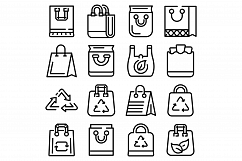 Eco bag icons set, outline style Product Image 1