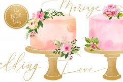 Watercolor Wedding Cake Clipart Product Image 3