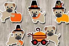 Thanksgiving Pugs clipart graphic, cute pug dog pet clip art Product Image 3