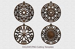 Laser cut wood leather earrings mandala earrings templates Product Image 1