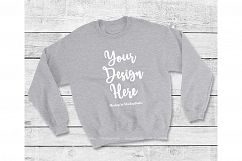 Gray Sweatshirt Mock Up, Unisex Sweatshirt Flat Lay Display Product Image 1