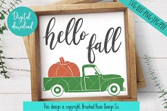 hello fall svg, truck clipart, hello fall clipart, truck svg Product Image 1