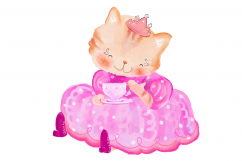 Pink Princess Cats CLIP ART | 8 PNG/JPEG illustrations Product Image 8