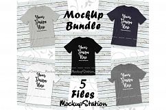Tshirt Mockup Bundle Wood Background Bella Canvas 3001 Set Product Image 1