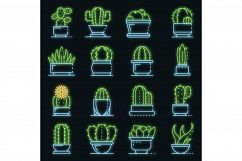 Succulent icons set vector neon Product Image 1